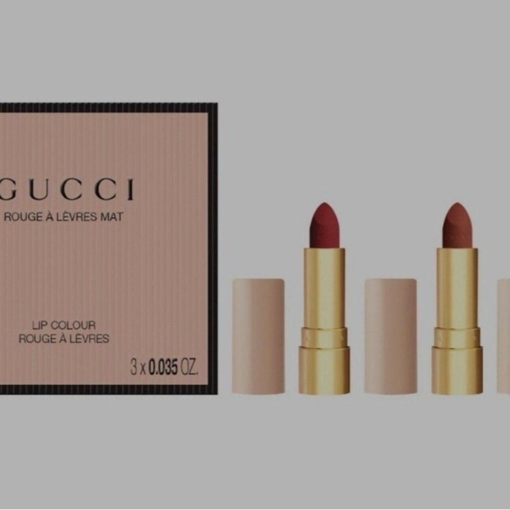 Gucci Mini Velvet Matte Lipstick 3-Piece Festive Gift Set NEW - Picture 10 of 12